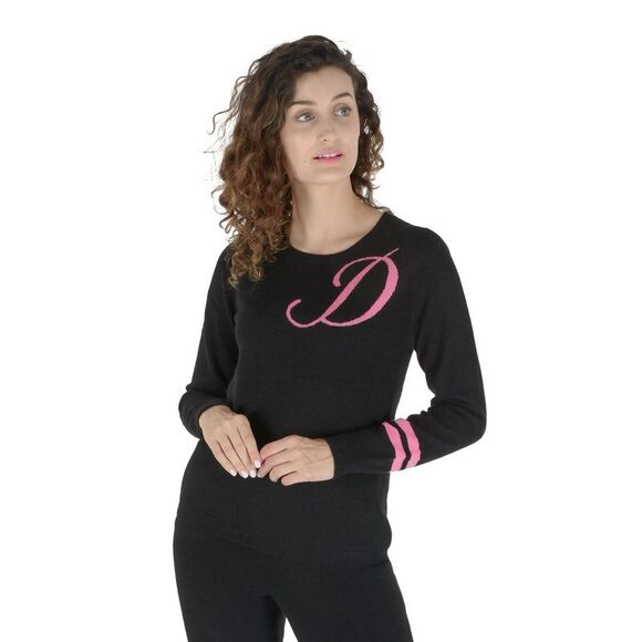 Dee Ocleppo Cashmere Pullover Sweater Letter D Women Black Sweaters - Picture 1 of 6